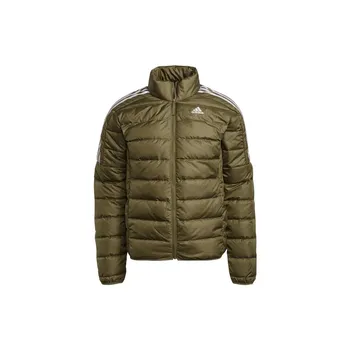 Adidas Essentials с логотипом и полосатым воротником-стойкой, пуховик с длинными рукавами, мужская верхняя одежда, оливковый GT9168 L