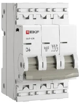 Автоматический выключатель EKF M636306D 3P 6А (D) 6кА ВА 47-63N PROxima