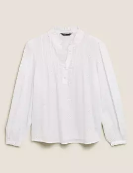 Блузка Broderie с длинными рукавами из чистого хлопка