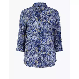 Блузка из легкого хлопка с цветочным принтом с рукавами 3/4, Marks&amp;Spencer