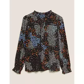 Блузка с длинным рукавом и цветочной оборкой Ditsy, Marks&amp;Spencer