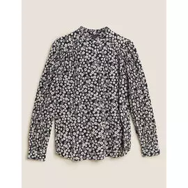 Блузка с длинным рукавом из хлопка с цветочным принтом, Marks&amp;Spencer