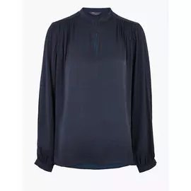 Атласная блузка с длинным рукавом и V-образным вырезом, Marks&amp;Spencer