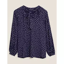 Блузка с длинным рукавом в металлический горошек, Marks&amp;Spencer