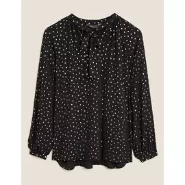 Блузка с длинным рукавом в металлический горошек, Marks&amp;Spencer