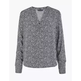 Блузка с мелким цветочным принтом и V-горловиной, Marks&amp;Spencer