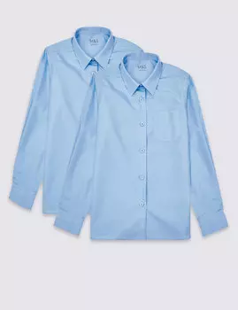Блузка с технологией Non-Iron и длинным рукавом для девочки (2 шт)