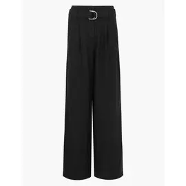 Брюки с поясом с широкими штанинами из чистого льна , Marks&amp;Spencer