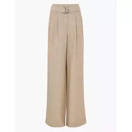 Брюки с поясом с широкими штанинами из чистого льна , Marks&amp;Spencer