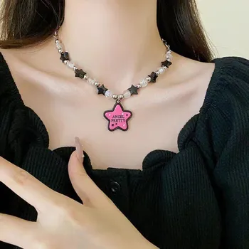 Kpop готическое колье с кулоном в виде сердца и бабочки, красочное ожерелье, цепочка на ключицы для женщин и девочек, милые эстетические украшения в стиле панк, вечерние