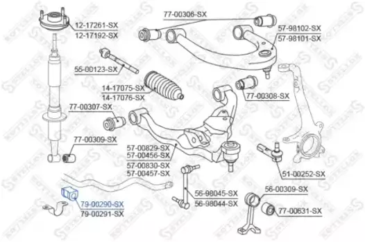 втулка стабилизатора переднего! 28мм\Toyota LAND CRUISER PRADO 150 09> 79-00290-SX STELLOX