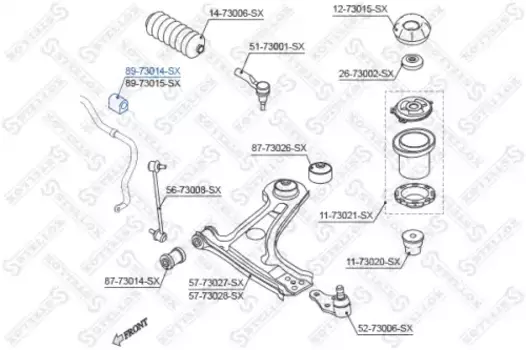 втулка стабилизатора переднего!\ Daewoo Lacetti Sedan/Hatchback 04> 89-73014-SX STELLOX