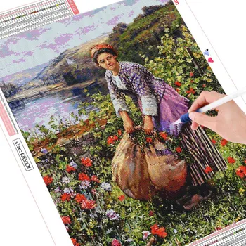 5D Алмазная вышивка Портрет Кристалл Картина Алмазная мозаика Женщина Полный квадрат 20X30CM