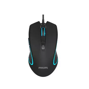 Мышь проводная PHILIPS G413, 5600dpi, оптическая светодиодная, USB, черный (SPK9413)