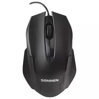 Мышь проводная SONNEN М-713, 1000dpi, оптическая светодиодная, USB, черный (512637)