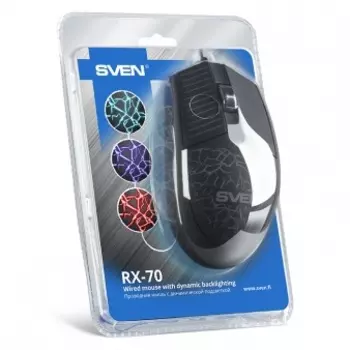 Мышь проводная Sven RX-70, 1200dpi, оптическая светодиодная, USB, черный (SV-017262)