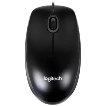 Мышь проводная Logitech B100, 1000dpi, оптическая светодиодная, USB, черный (910-005547)