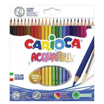 Набор цветных карандашей Carioca Acquarell, шестигранные, 24шт., заточенные (42858)