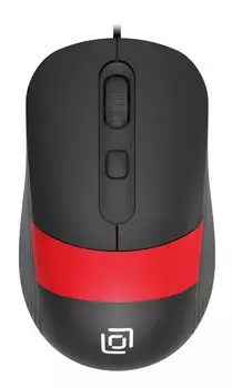Мышь проводная Oklick 310M, 2400dpi, оптическая светодиодная, USB, черно-красный (1869102)