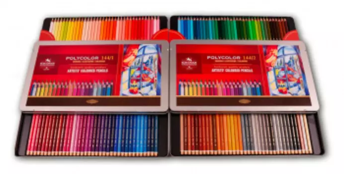 Набор цветных карандашей KOH-I-NOOR художественные POLYCOLOR, шестигранные, 144шт., заточенные (3828144001PL)