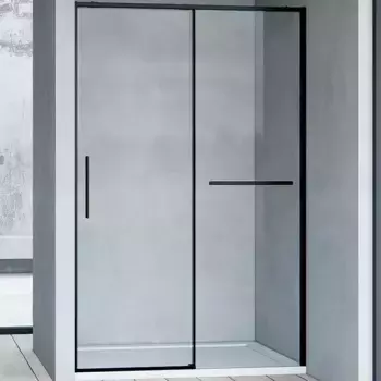 Душевая дверь в нишу Vincea Slim Soft 130 см, профиль черный, стекло прозрачное