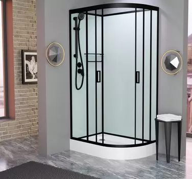 Душевая кабина Frank F411L Black левосторонняя б/к Без крыши