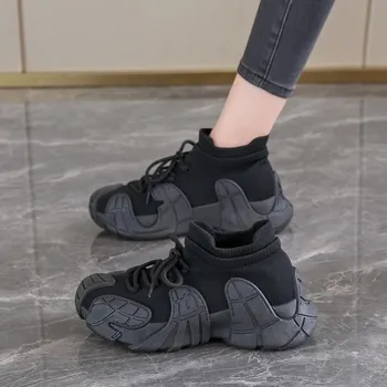 CRLAYDK 2024 New Sneakers for Women Fashion Slip on Walking Mesh Platform Socks Mech Shoes Casual Lady Running Tennis for Girls 35