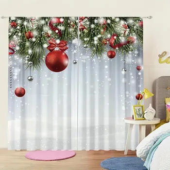 Christmas Snowman Custom Curtain, Red Bedroom Window Treatment, Living Room, Teahouse, Bohemian Curtain, Winter 1x50W60H(CM)&Hook