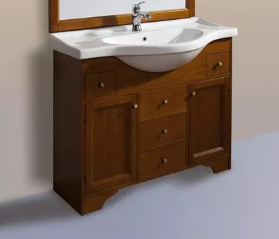 Тумба с раковиной в отделке Орех Bagno Piu Seviglia 105 ( 5 ящиков / 2 дверцы)