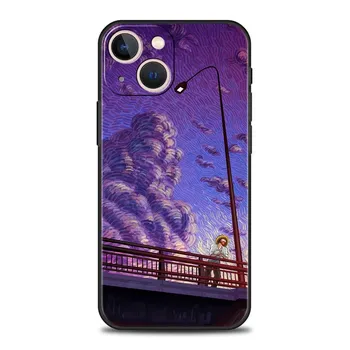 Роскошный чехол для телефона с рисунком Ван Гога в стиле ретро для iPhone 15 13 14 12 11 Pro MAX XR X SE XS 7 8 Plus, мягкий черный защитный чехол iPhone 12Pro Max