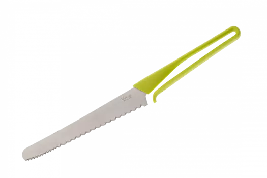 Нож кухонный для хлеба Shikisai V-Flex Kasumi 15 см, сталь 420J2, рукоять полипропилен зеленый