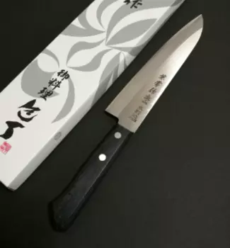 Нож кухонный Гюито 180 мм, сталь Shirogami 2/SUS410, рукоять black plywood