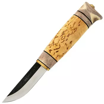 Нож Kauhava Puukko Knife 77, сталь 80CrV2, финская береза/рог оленя
