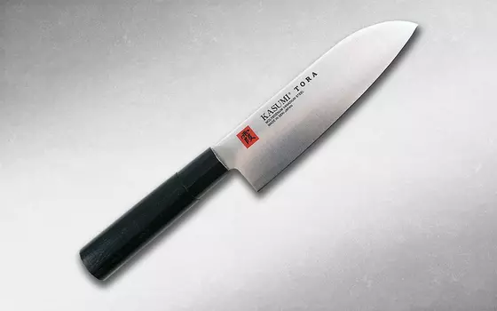 Нож кухонный Сантоку,Tora 165 мм, Kasumi, 36841, сталь AUS-6A, стабилизированная древесина, чёрный