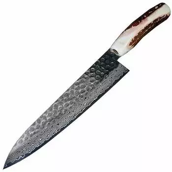 Нож шефа кухонный Sakai Takayuki, сталь Aus-10 Damascus Sweden Steel, рукоять олений рог