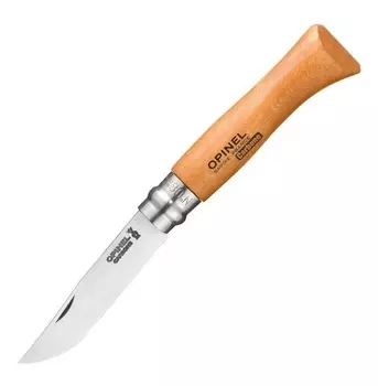 Нож Opinel №8, углеродистая сталь, рукоять из дерева бука, блистер