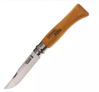 Нож Opinel №8, углеродистая сталь, рукоять из дерева бука, с чехлом, в деревянной коробке, 000815