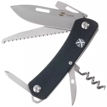 Нож перочинный Stinger 103 мм, 10 функций, черный, в блистере