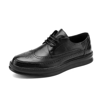 Fashion European and American Trendy Shoes Brogue Mens Shoes High Quality Lace-up Oxford Shoes Men Fashion Luxury Shoes Large Size 38-45 38 белый