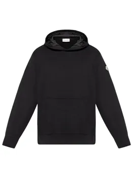 Регулируемая хлопковая толстовка с капюшоном Moncler, черный