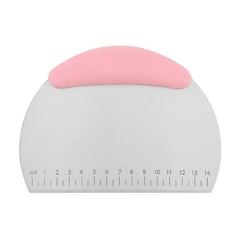 Household Stainless Steel Semicircular with Scale Baking Cutting Knife Cream Cake Flour Scraper 1PCS
