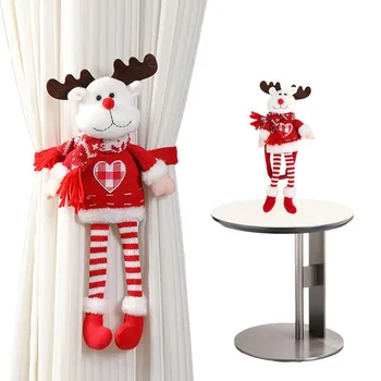 Felt Christmas curtain ribbon with Santa Claus, reindeer and snowman, red and white holiday home decor, window ribbon, Christmas ornaments Christmas Elderly