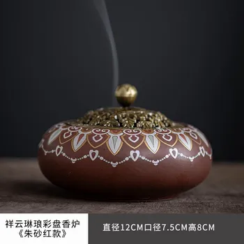 Цветная эмалевая пластина, курильница для благовоний, домашняя ароматерапевтическая печь, чайная церемония, украшение для благовоний, короткая коробка для благовоний Ай Чжу