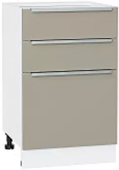 Шкаф нижний с 3-мя ящиками Фьюжн Н 503 Silky Grey-Белый | 50 см