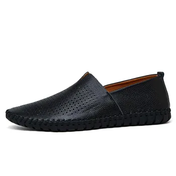 Fashion Dwayne Genuine Cow leather Mens Loafers Fashion Handmade Moccasins Soft Leather Blue Slip On Men s Boat Shoe PLUS SIZE 658 6 синий