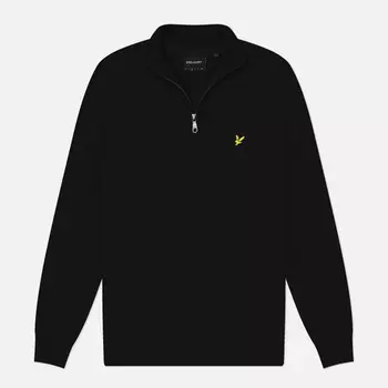 Мужской свитер Lyle & Scott Cotton Merino Quarter Zip, цвет чёрный, размер L