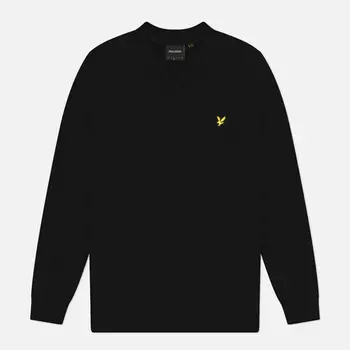 Мужской свитер Lyle & Scott Cotton Merino V-Neck, цвет чёрный, размер M