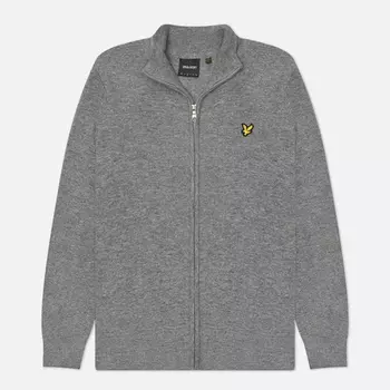 Мужской свитер Lyle & Scott Lambswool Blend Zip Through, цвет серый, размер XXL