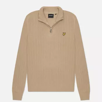 Мужской свитер Lyle & Scott Ribbed Quarter Zip, цвет бежевый, размер M