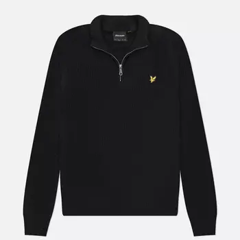 Мужской свитер Lyle & Scott Ribbed Quarter Zip, цвет чёрный, размер L